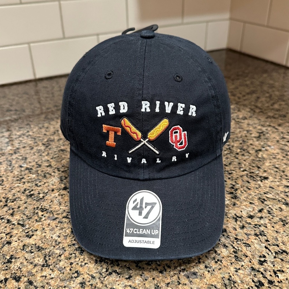 Oklahoma Sooners Texas Longhorns 47 Brand Clean Up Adjustable Hat Black New